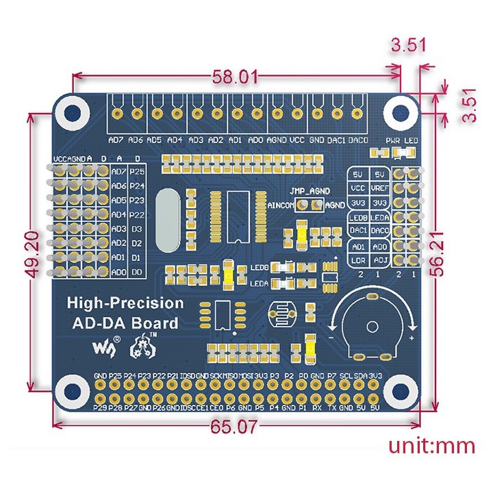 АЦП/ЦАП Плата расширения для Raspberry Pi (AD/DA)