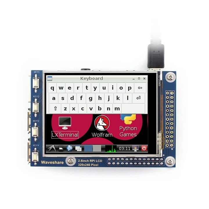 2.8" дисплей сенсорный Waveshare для Raspberry Pi