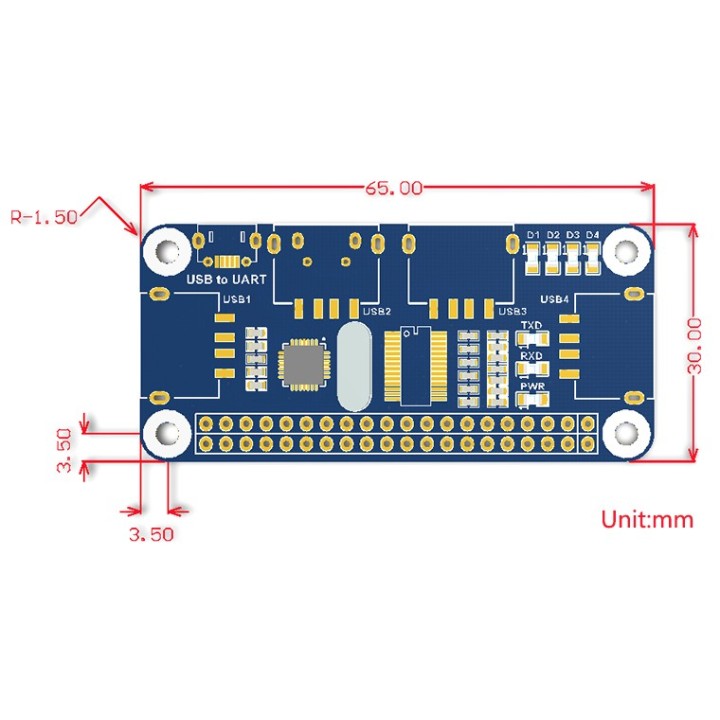 Плата расширения USB HUB HAT для Raspberry Pi
