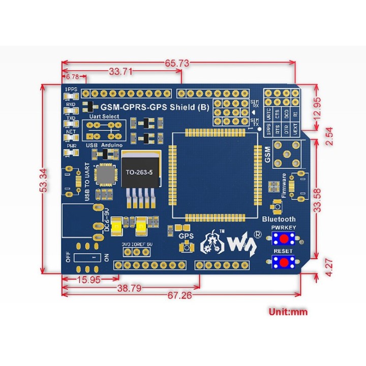 Плата расширения GSM/GPRS/GPS Shield Waveshare