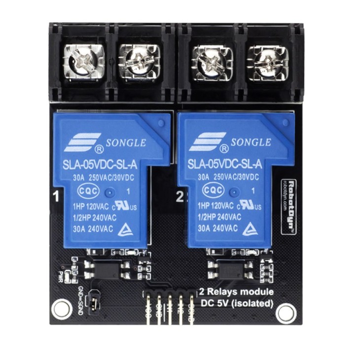 2-канальный модуль реле 5V 30A RobotDyn