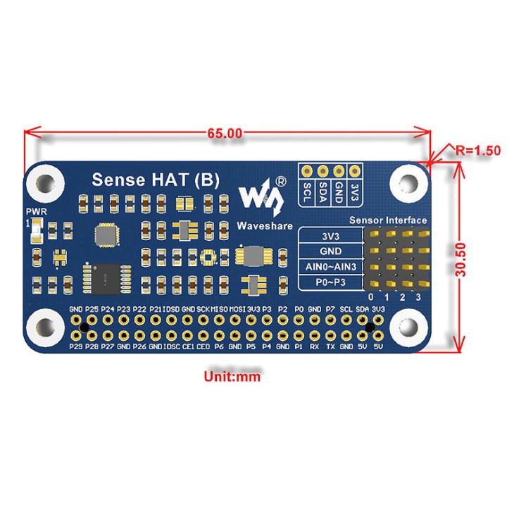 Sense HAT (B) для Raspberry Pi Waveshare