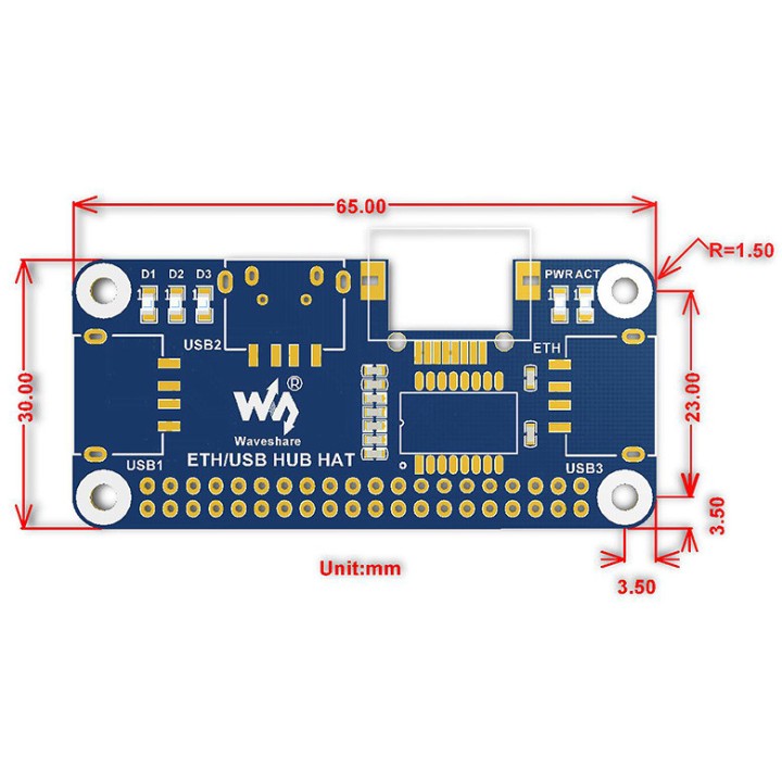 Ethernet / USB HUB HAT для Raspberry Pi