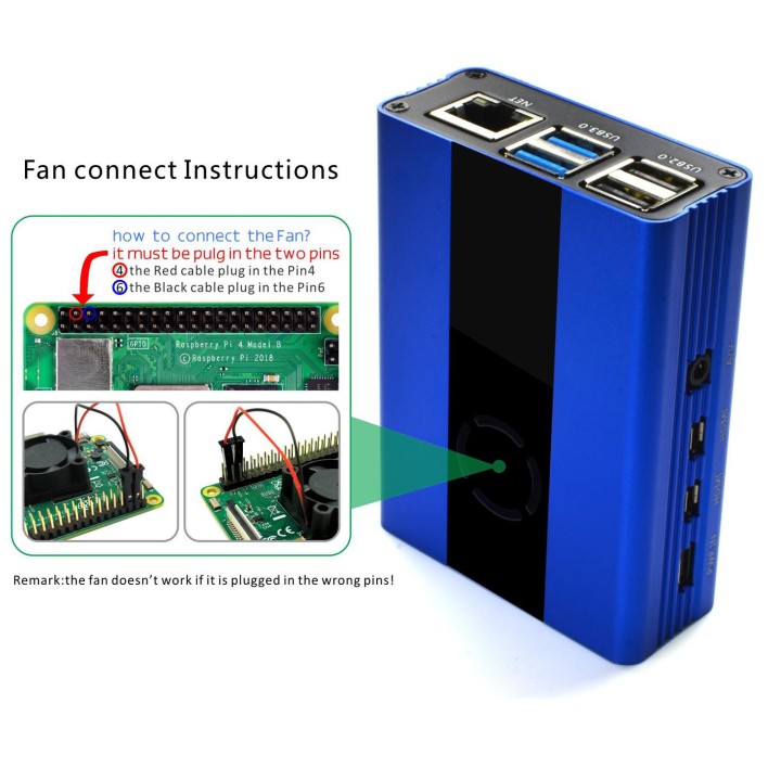Металлический корпус для RPi 4 Eleduino blue
