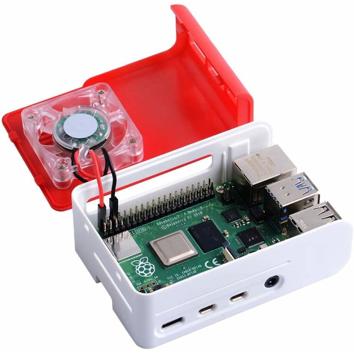 Корпус для RPi 4 с охлаждением (white+red)