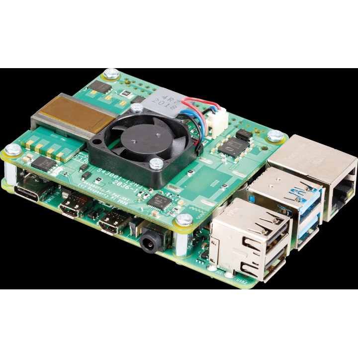 Raspberry Pi PoE+ HAT встановлений на Raspberry Pi 4