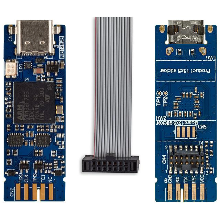 STLINK-V3MINIE вигляд з обох боків та кабель STDC14