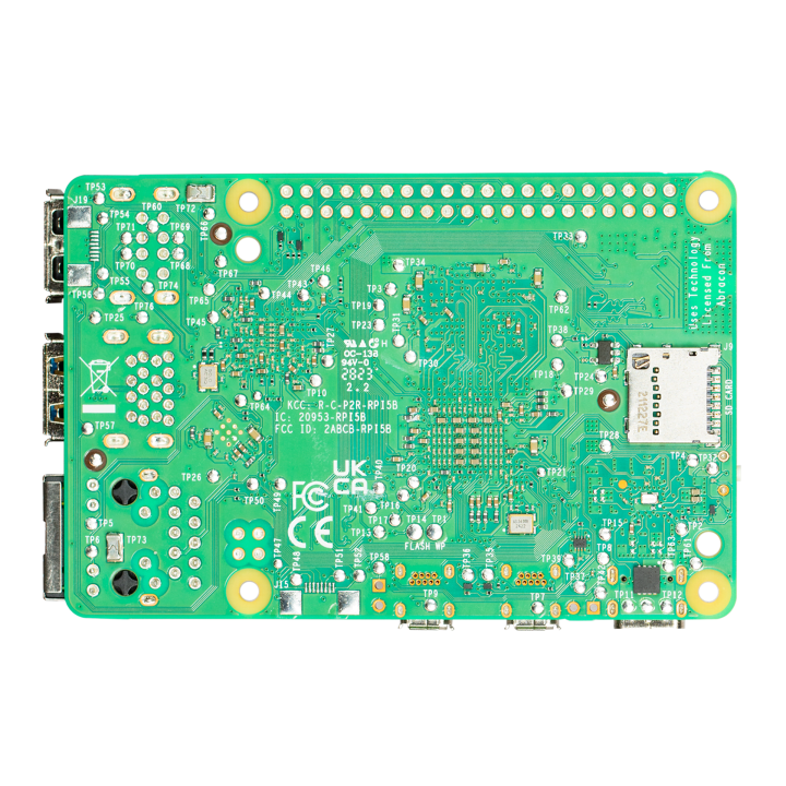Raspberry Pi 5 Model B, зворотний бік плати