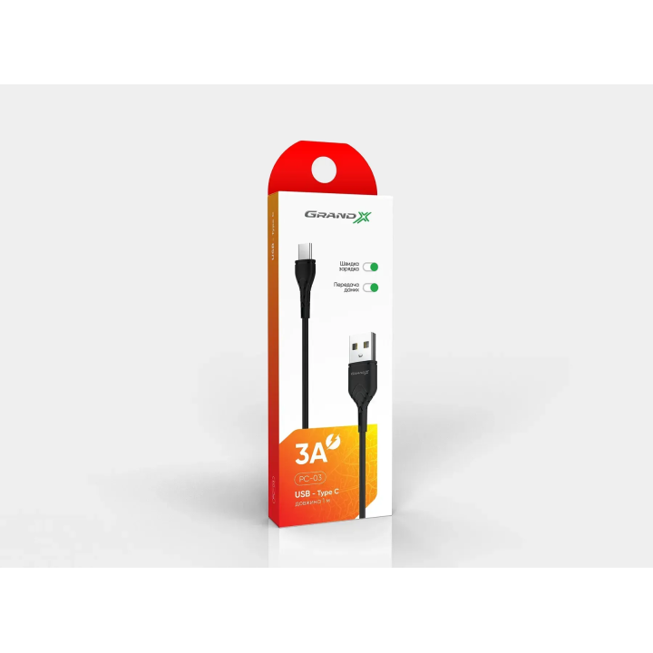 Упаковка кабелю Grand-X PC-03B USB-A - USB-C