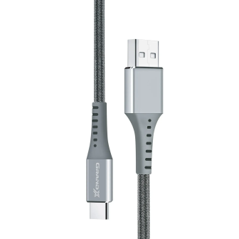 Кабель Grand-X FC-12 USB-A/USB-C 1,2 м 3 А, сірий