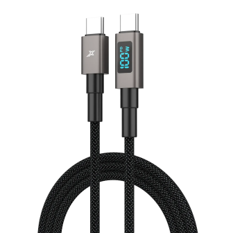 Кабель Grand-X CC-08D USB-C/USB-C 100 Вт з LED-дисплеєм