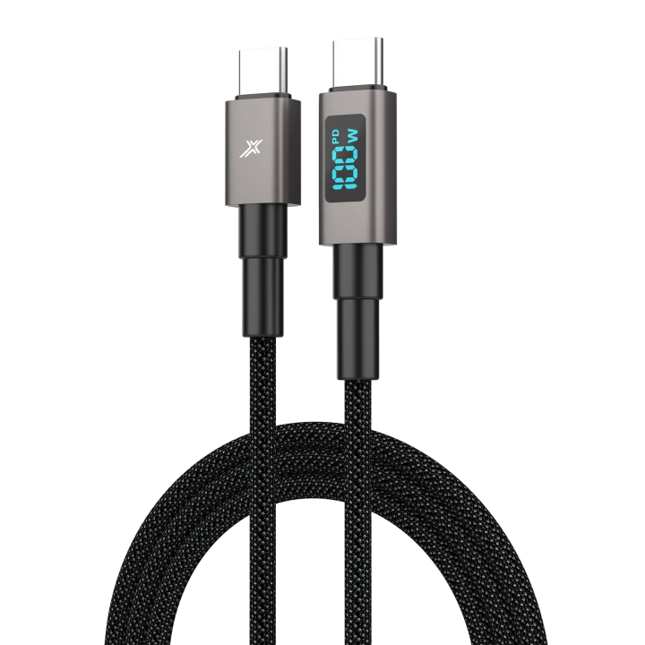 Кабель Grand-X CC-08D USB-C/USB-C 100 Вт з LED-дисплеєм
