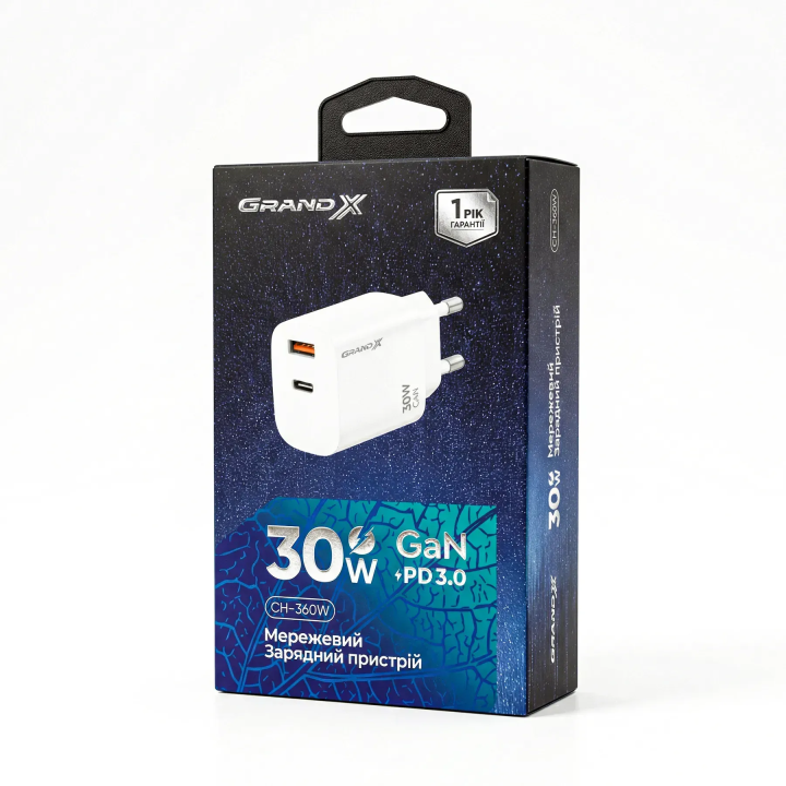 Упаковка зарядного пристрою Grand-X CH-360W