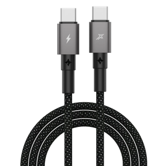Два конектори USB-C кабелю Grand-X CC-08B з позначками блискавки