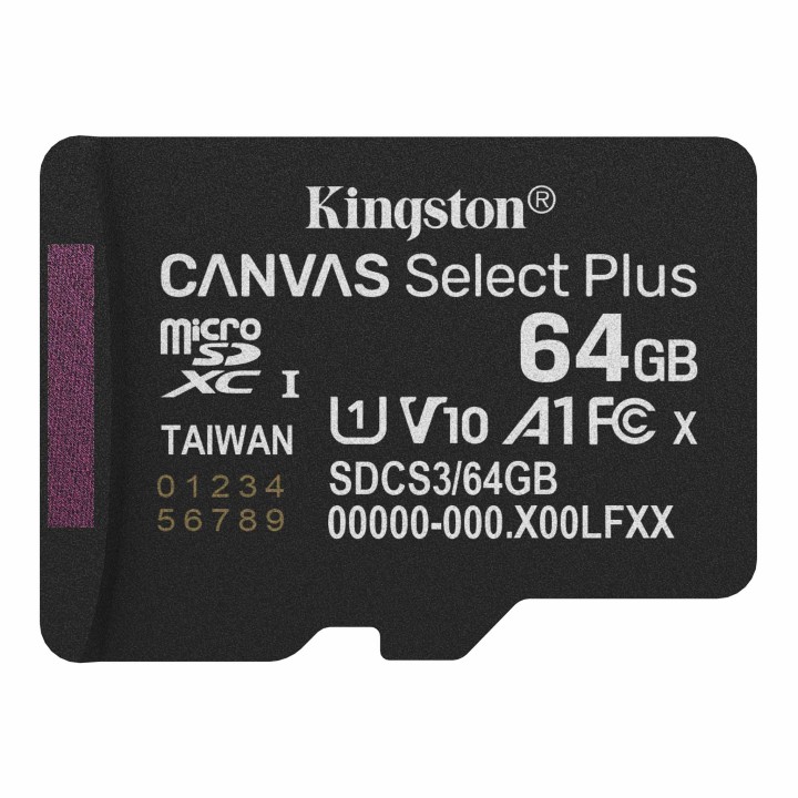 Карта пам’яті Kingston Canvas Select Plus Gen3 microSDXC 64 ГБ - вигляд спереду