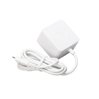 Білий блок живлення Raspberry Pi 12.5W із кабелем microUSB - вигляд під кутом