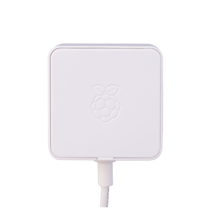 Білий блок живлення Raspberry Pi 12.5W microUSB - вигляд корпусу спереду