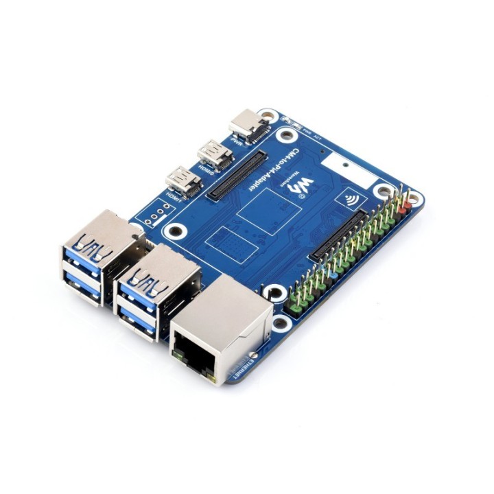 Плата-носій Waveshare CM4-to-Pi4-Adapter - загальний вигляд під кутом