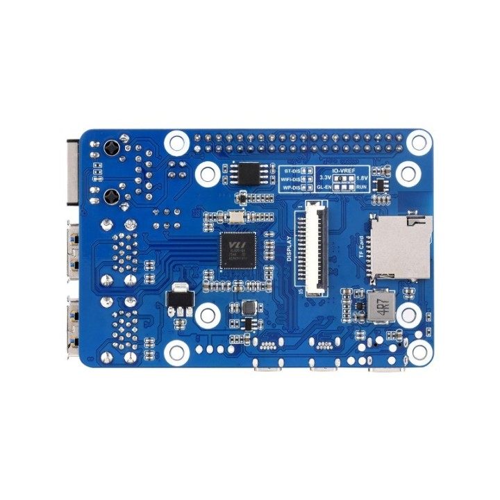 Waveshare CM4-to-Pi4-Adapter - зворотний бік зі слотом microSD і роз'ємом DSI