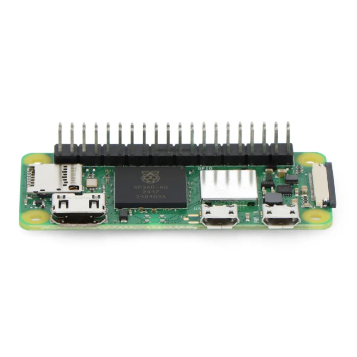 Raspberry Pi Zero 2 W з припаяним GPIO - вигляд з боку роз’ємів