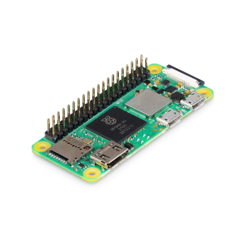 Raspberry Pi Zero 2 W з припаяним GPIO - загальний вигляд під кутом