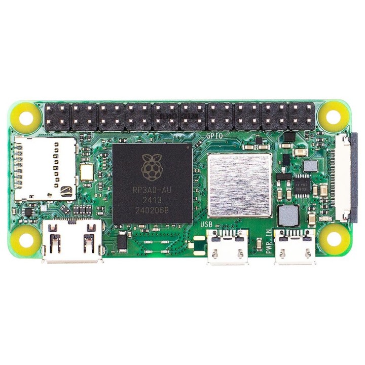 Raspberry Pi Zero 2 W з припаяним GPIO - вигляд зверху та бездротовий модуль