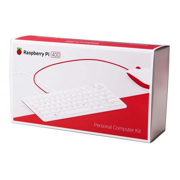 Пакування Raspberry Pi 400 із зображенням комп’ютера у клавіатурі