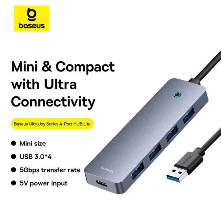 Основні можливості Baseus UltraJoy Lite: 4 порти USB 3.0 та живлення 5 В