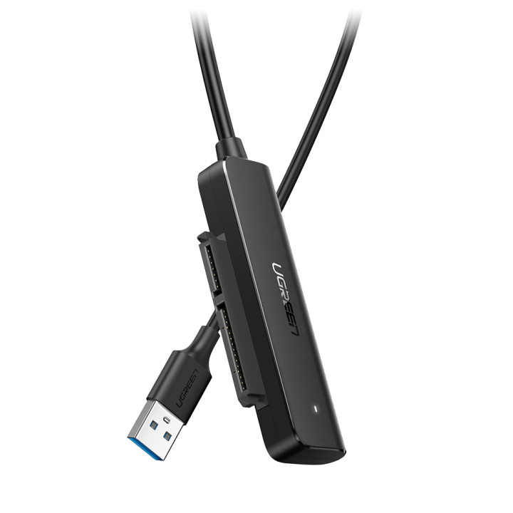 UGREEN 70609 зі штекером USB-A 3.0, роз’ємом SATA 7+15 контактів та індикатором