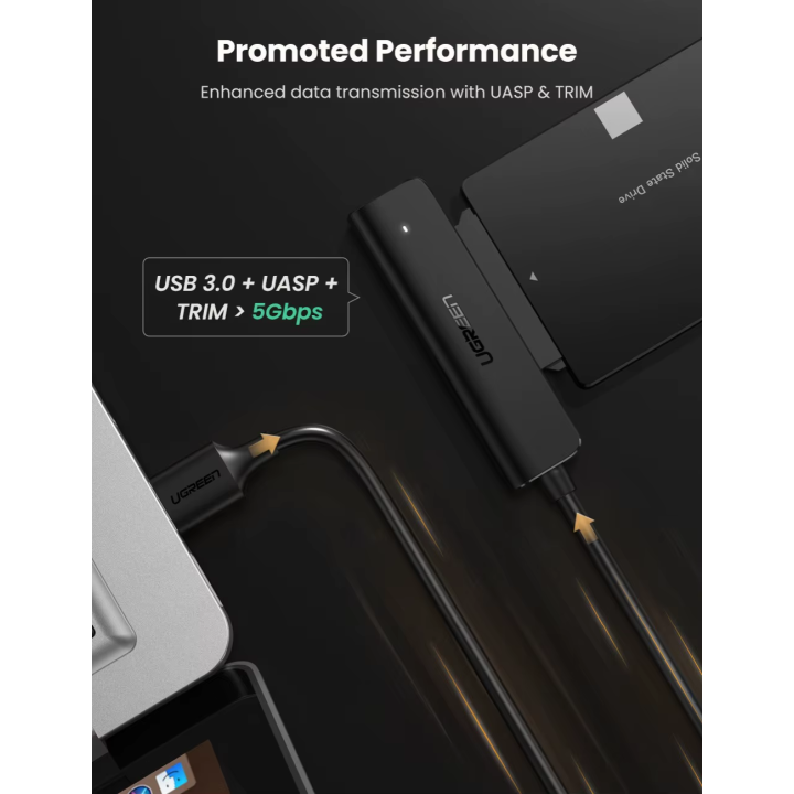 UGREEN 70609 з підключеним SSD, підтримка USB 3.0, UASP і TRIM