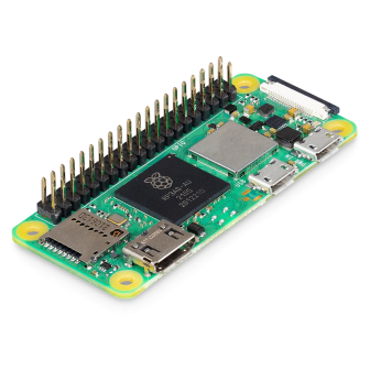 Raspberry Pi Zero 2 W з припаяним GPIO - загальний вигляд під кутом